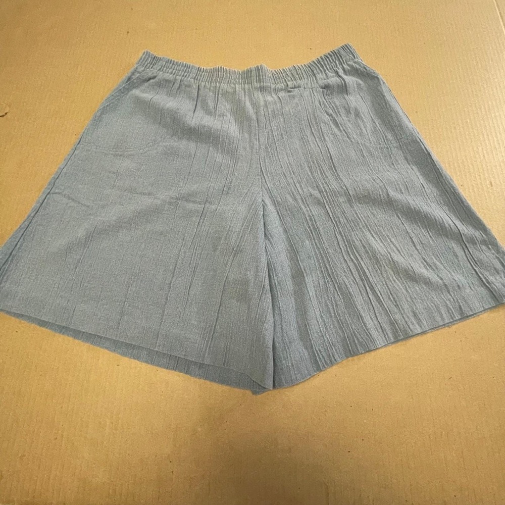 Vintage 90s Cape Cod Gauze Shorts 16 Large Blue Made in USA Cotton Poly Blend
